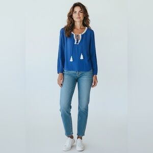 Loft Beach Blouse Blue Size Medium
